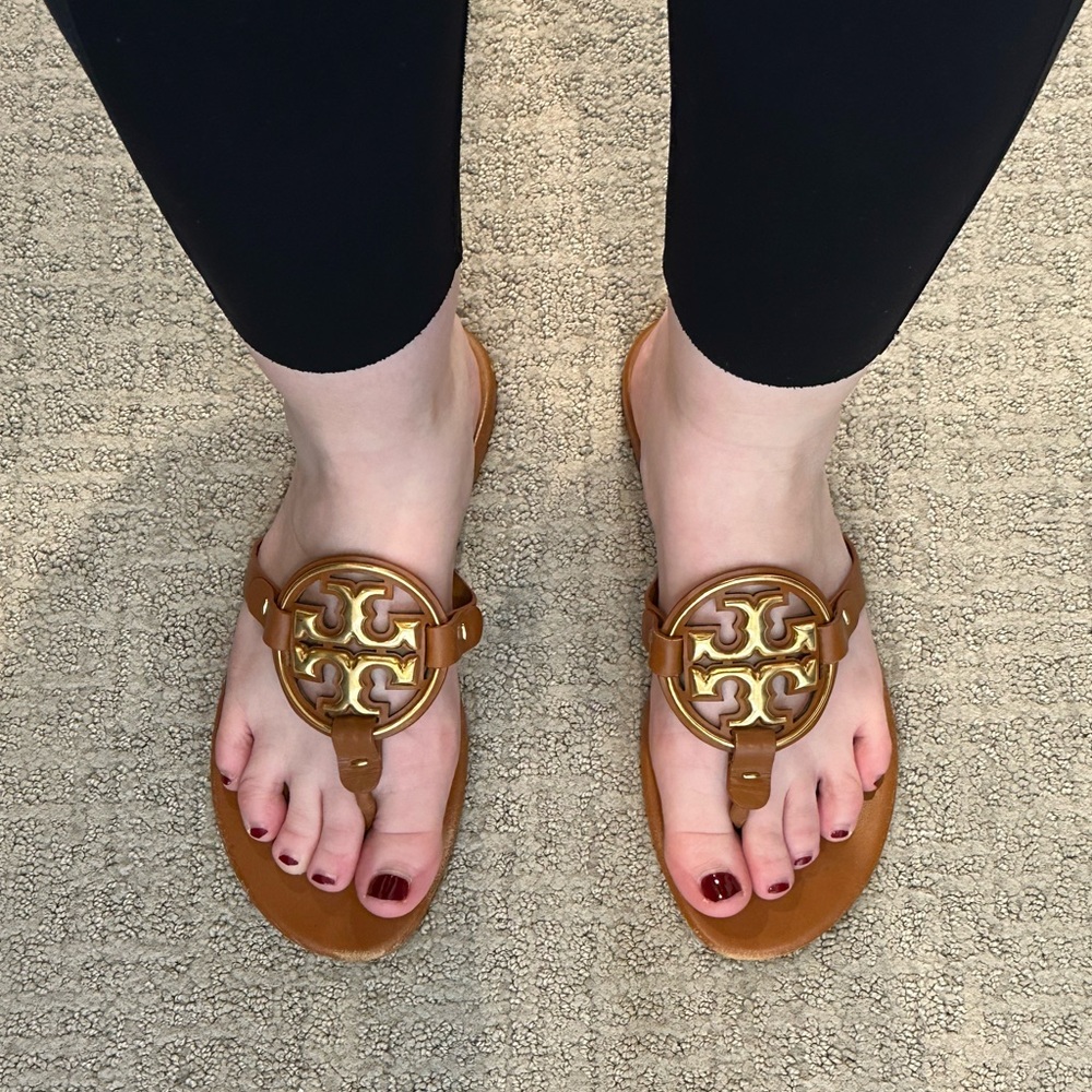 Tory Burch Tan and Gold Sandals